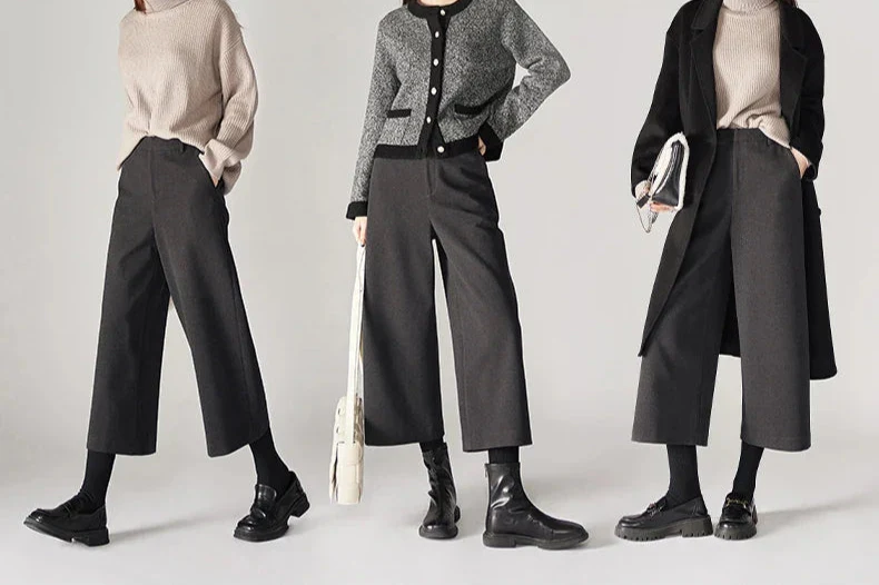 Autumn Woolen Wide Leg Pants - Image 11