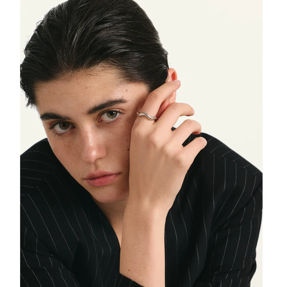 Avelyn Glossy Gold Stainless Steel Ring - Image 4