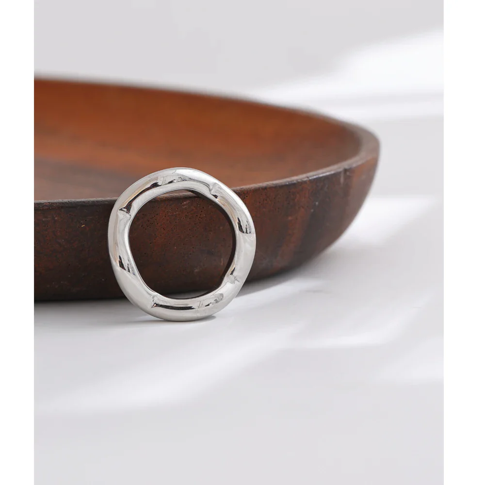 Avelyn Glossy Gold Stainless Steel Ring - Image 6