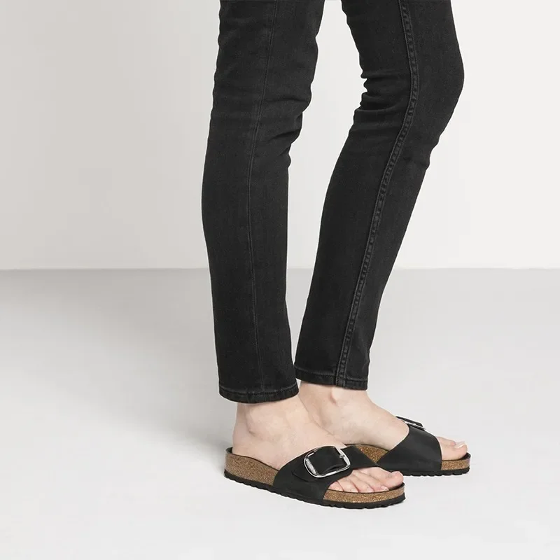 Brielle Buckle Cork Slides - Image 7