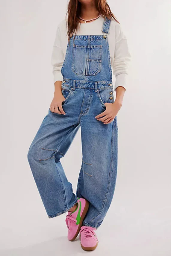 Calvia Wide-Leg Denim Overalls - Image 21