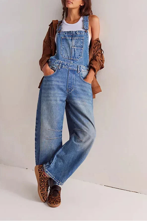 Calvia Wide-Leg Denim Overalls - Image 9
