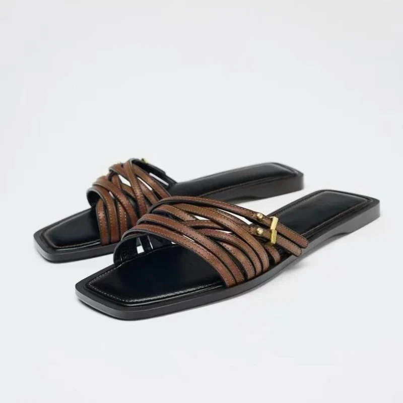 Capri Leather Flat Slides