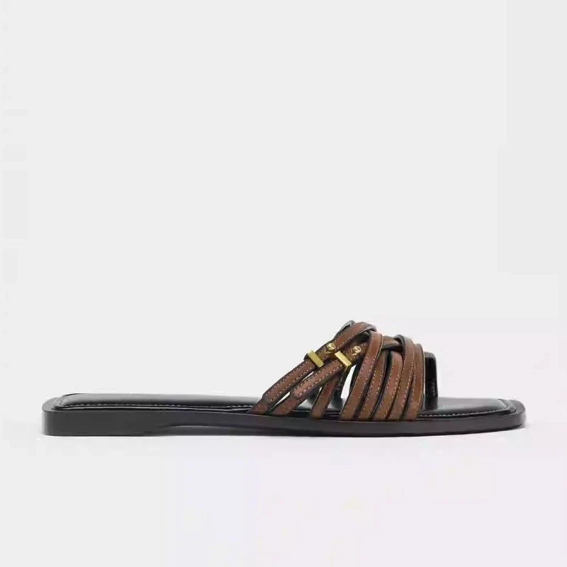 Capri Leather Flat Slides - Image 2