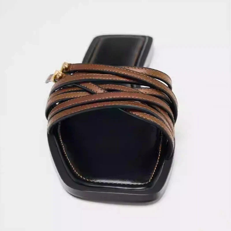 Capri Leather Flat Slides - Image 4