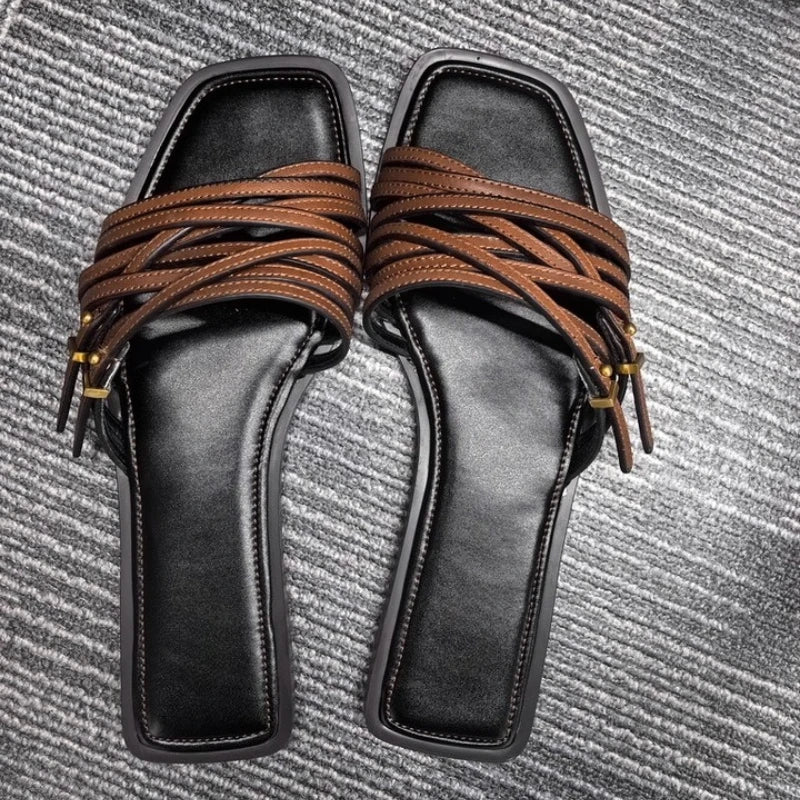 Capri Leather Flat Slides - Image 5