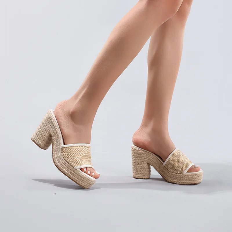 Célie Natural Woven Heels - Image 5