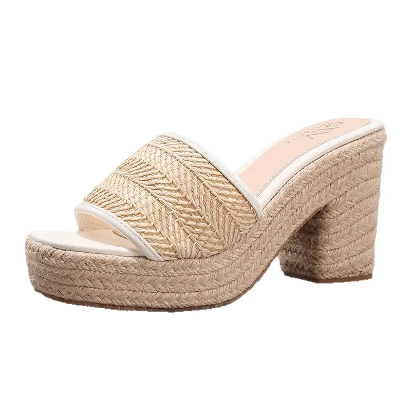 Célie Natural Woven Heels - Image 6