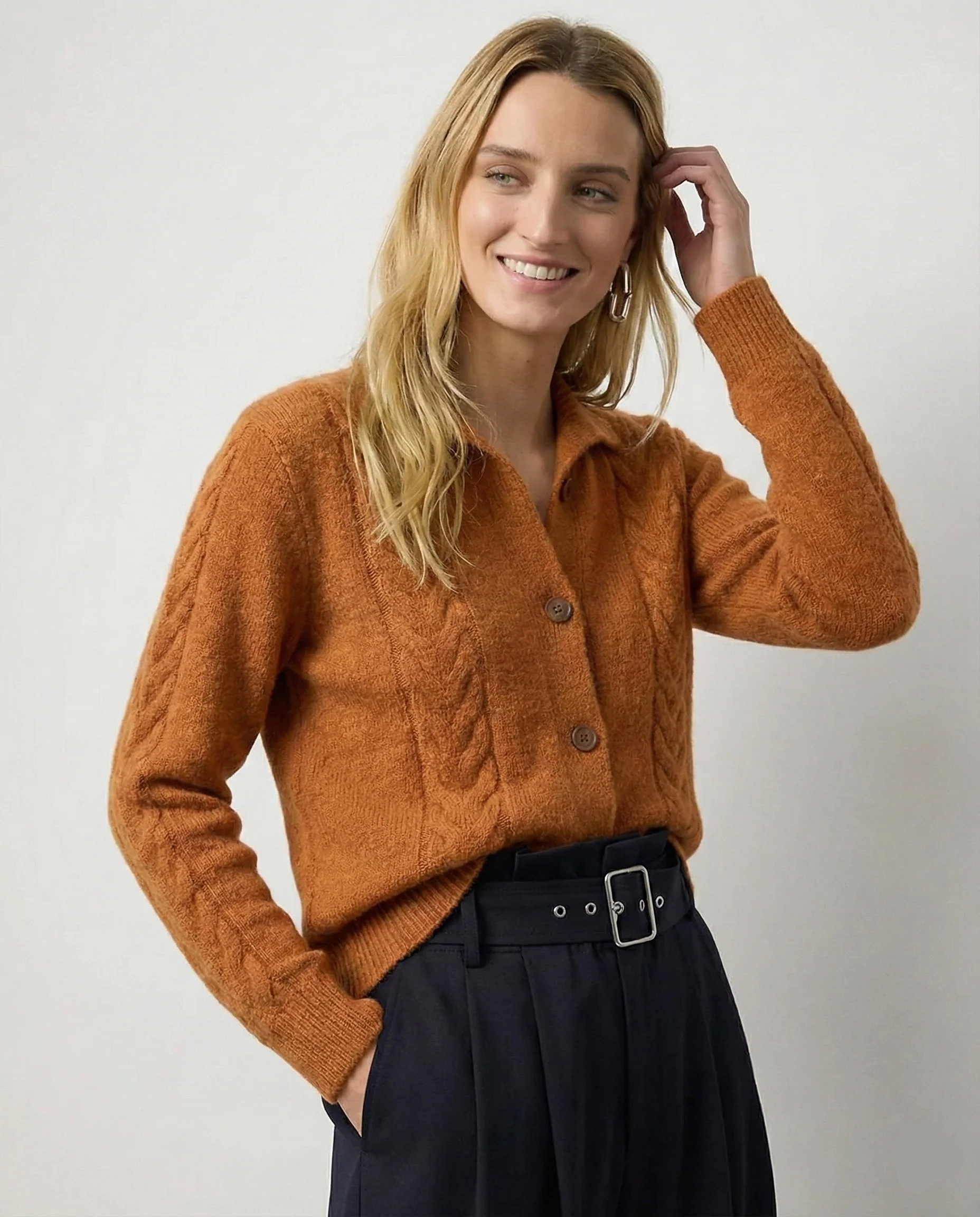 Madeline Cable-Knit Cashmere Cardigan - Image 2