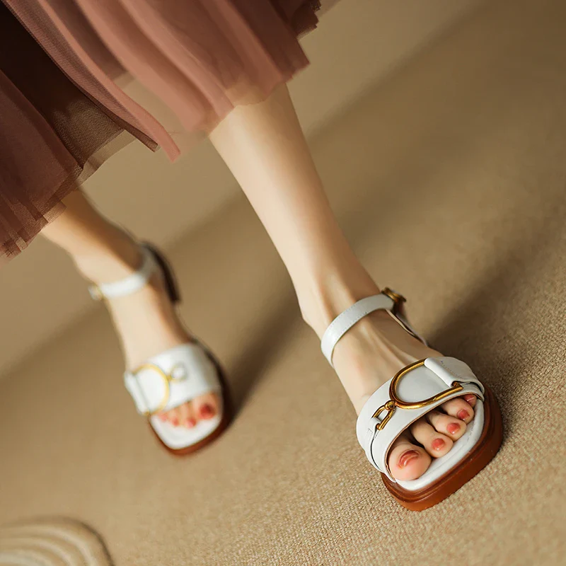 Coral Handmade Chunky Heel Sandals - Image 4