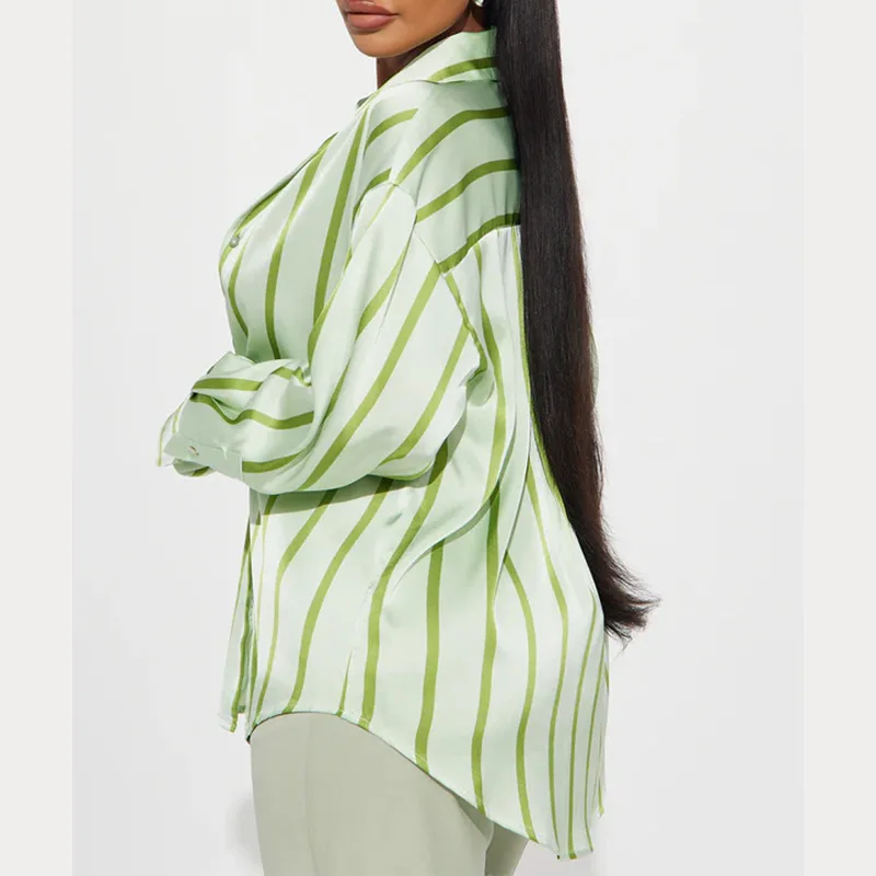 Delaney Satin Stripe Shirt - Image 14