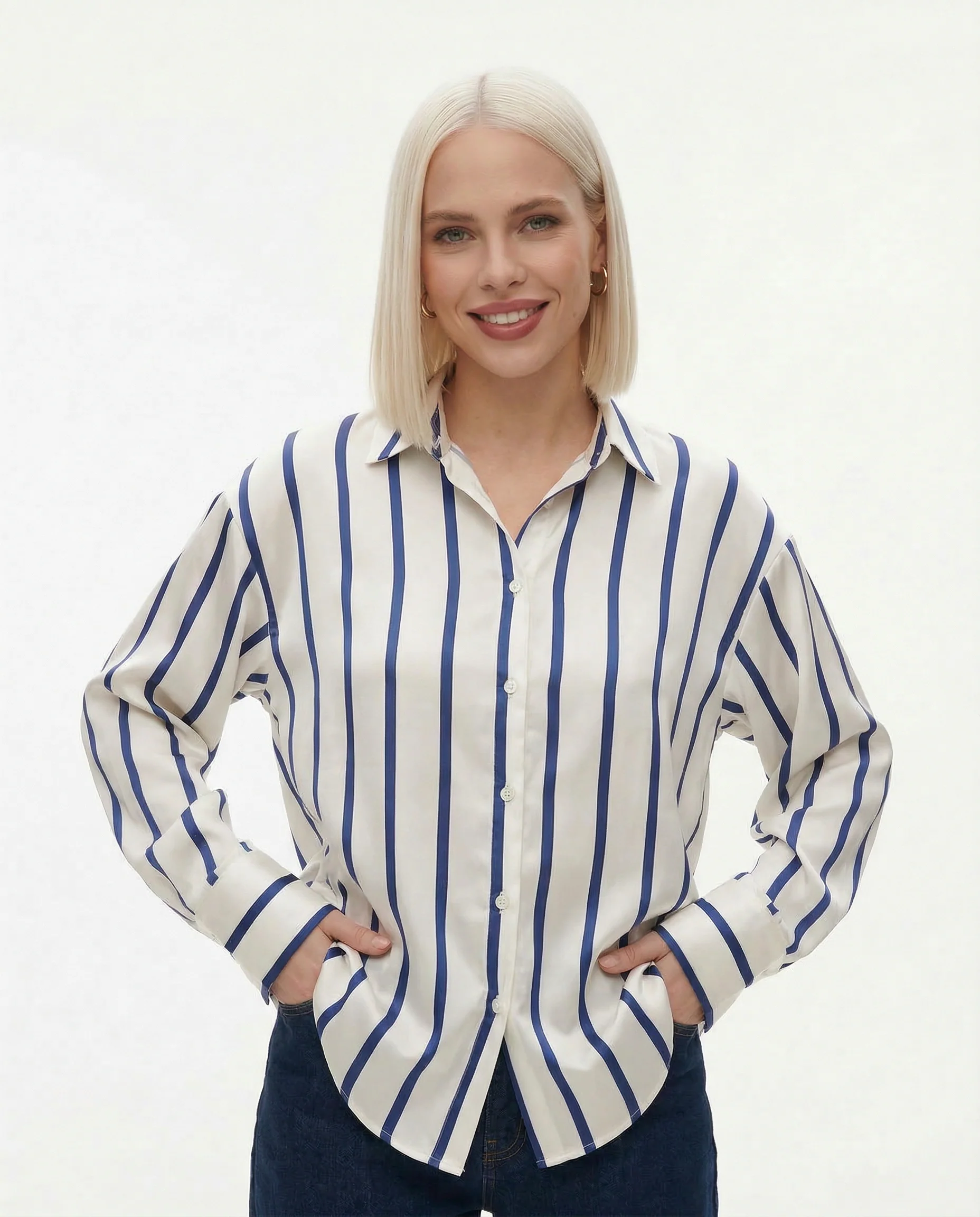 Delaney Satin Stripe Shirt - Image 3