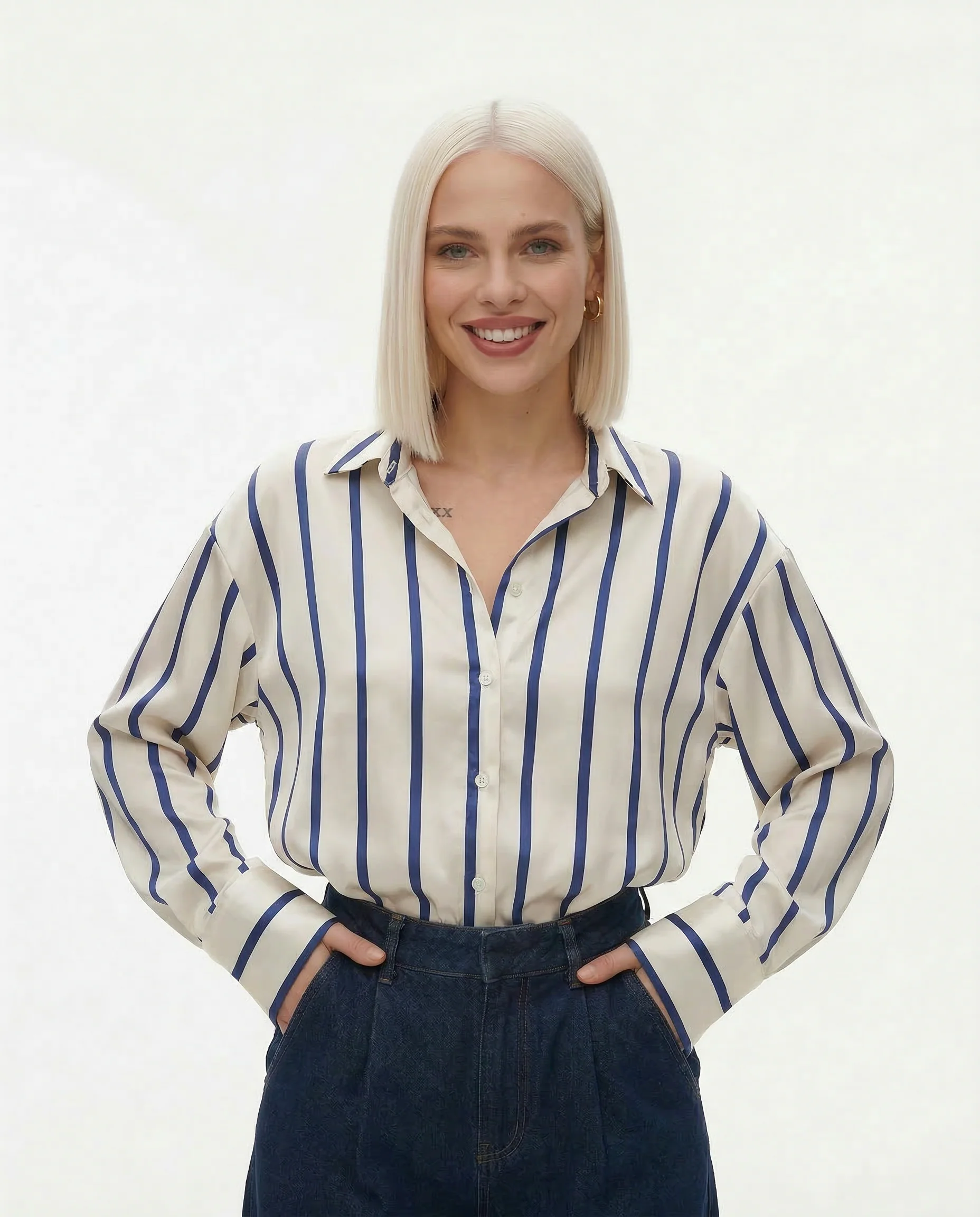 Delaney Satin Stripe Shirt - Image 4