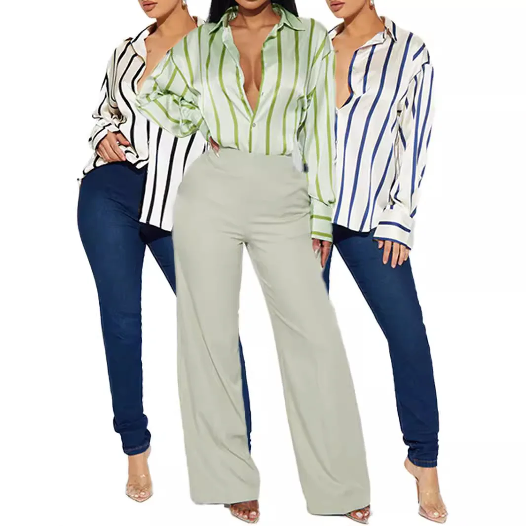 Delaney Satin Stripe Shirt - Image 9