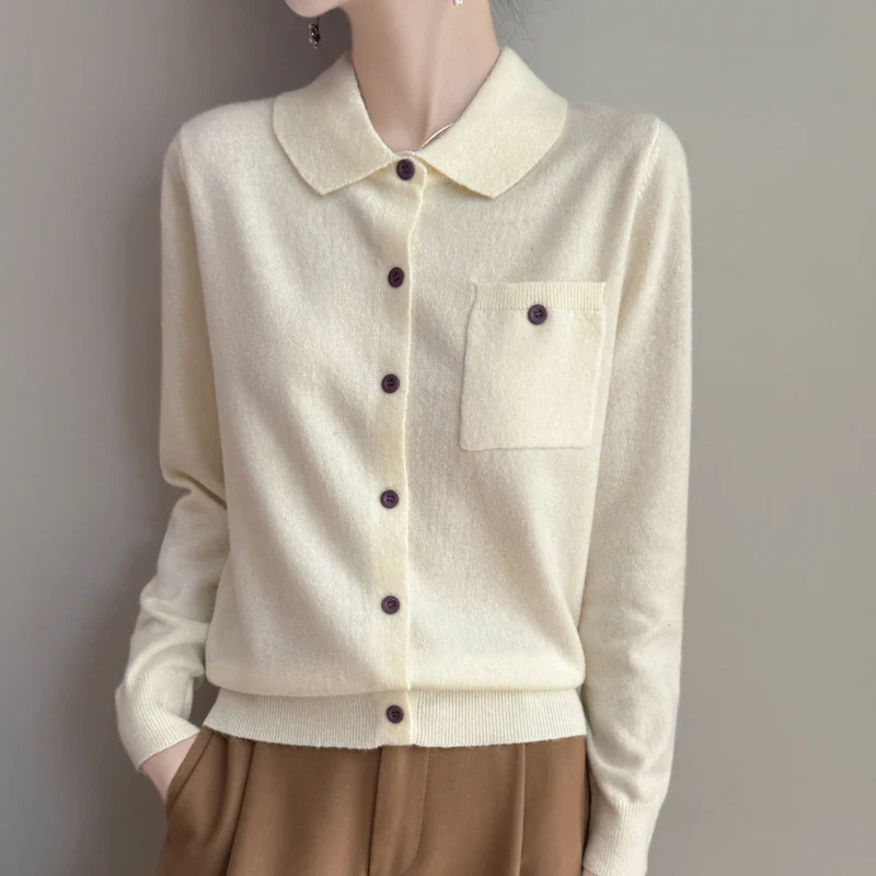 Elara Merino Wool Polo Cardigan - Image 5