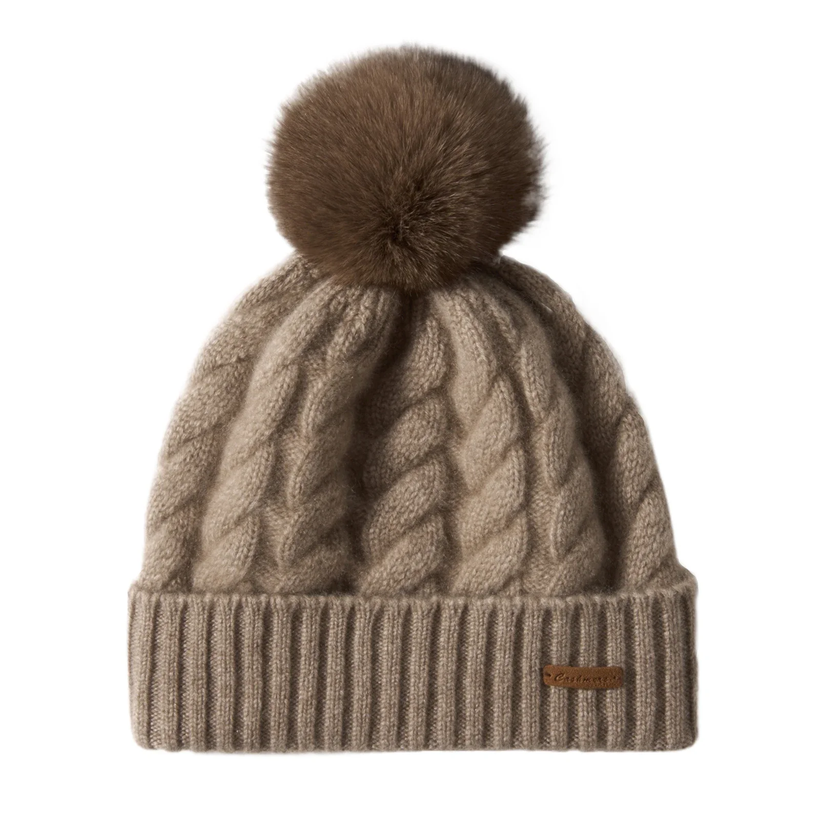 Elle Cable Cashmere Pom Beanie - Image 2