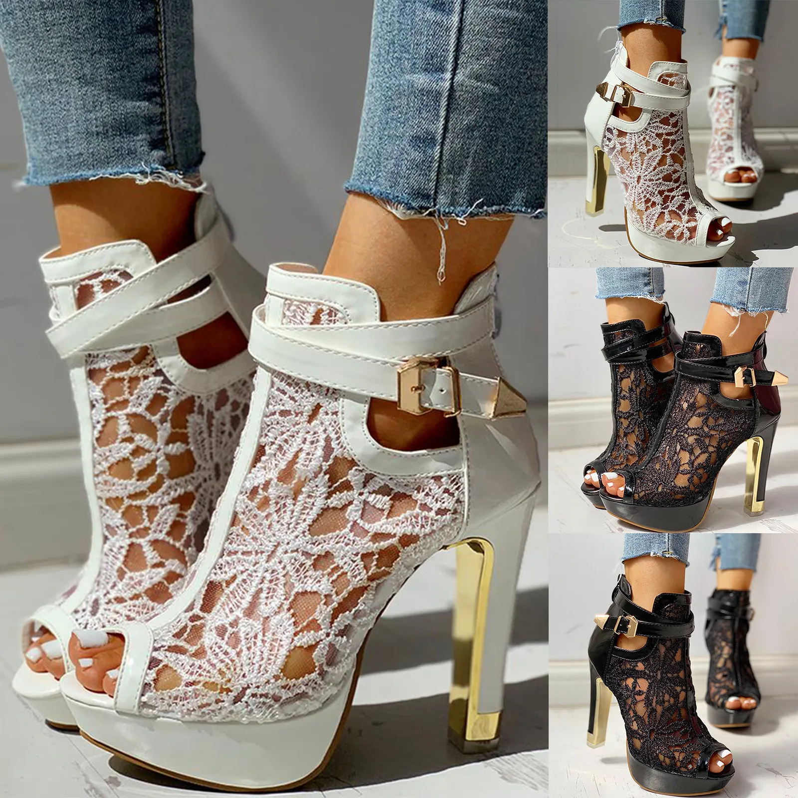 Elviera Lace Mesh Heels - Image 5