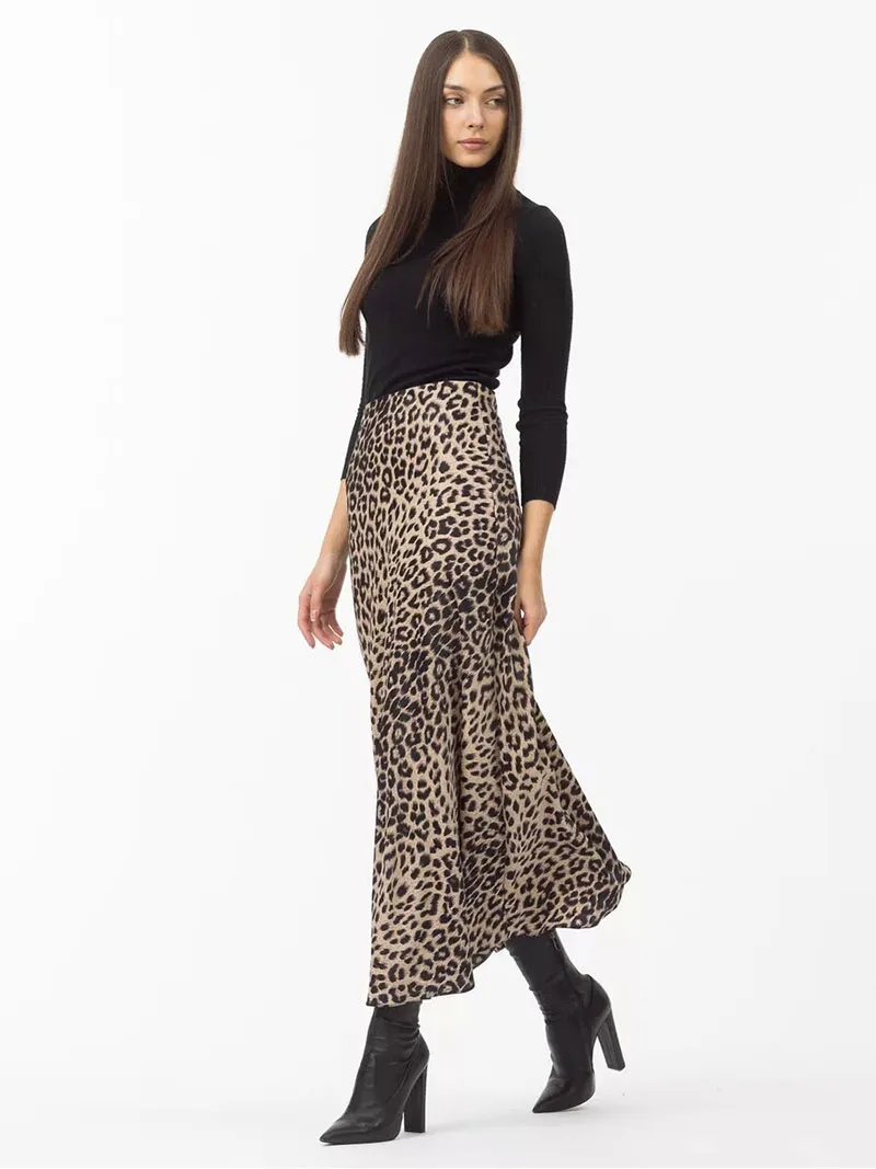 Harper Satin Leopard Midi Skirt - Image 13