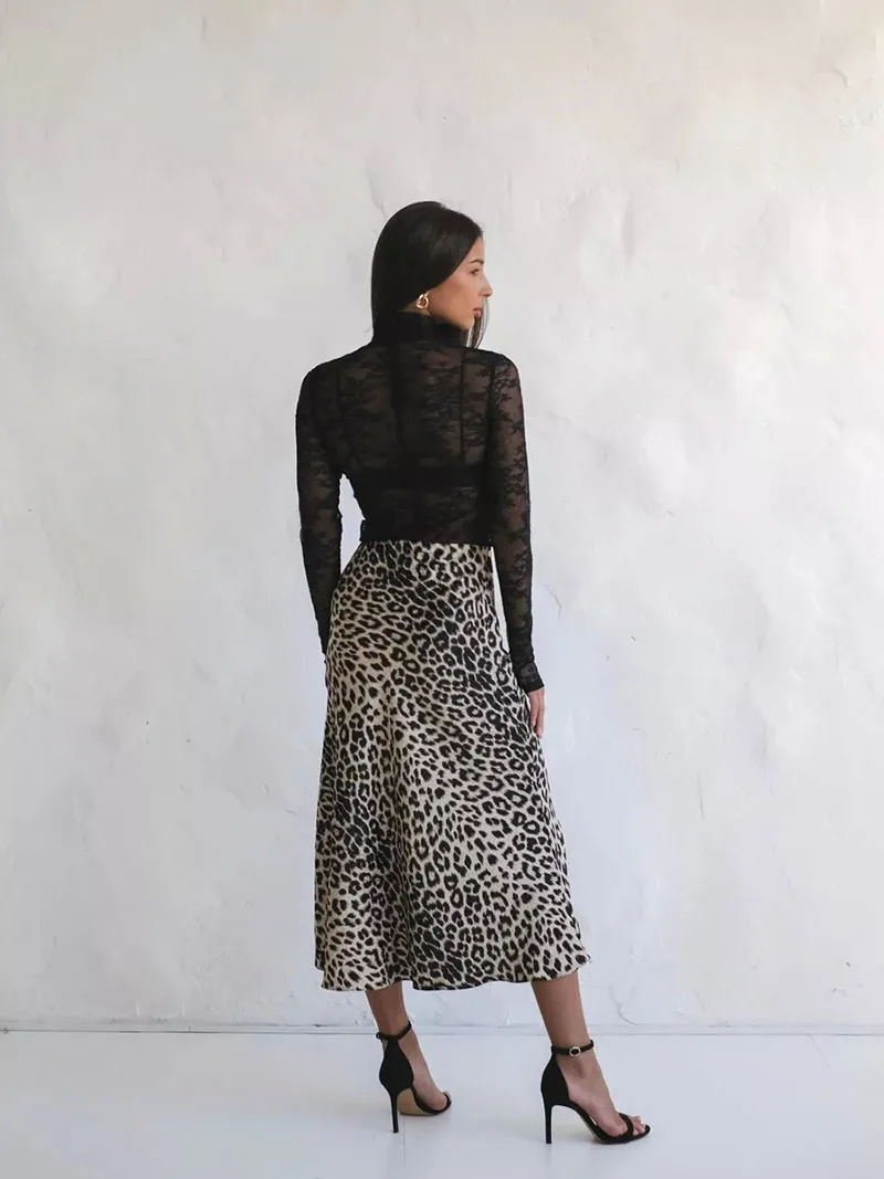 Harper Satin Leopard Midi Skirt - Image 21