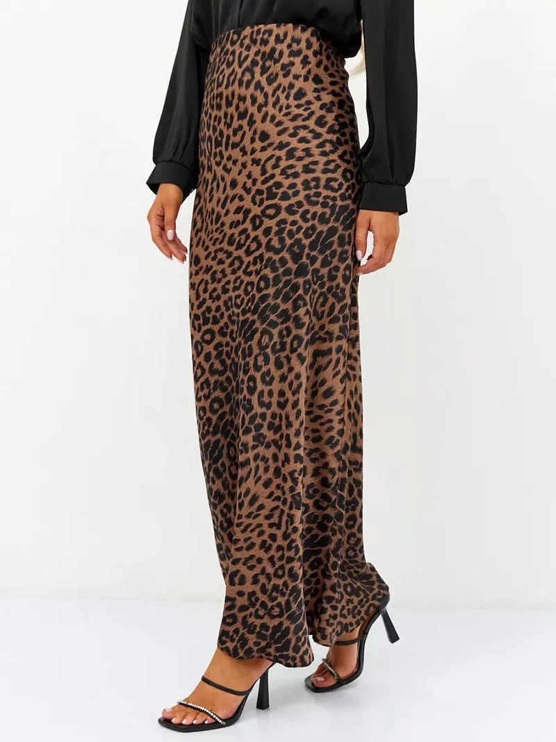Harper Satin Leopard Midi Skirt - Image 23