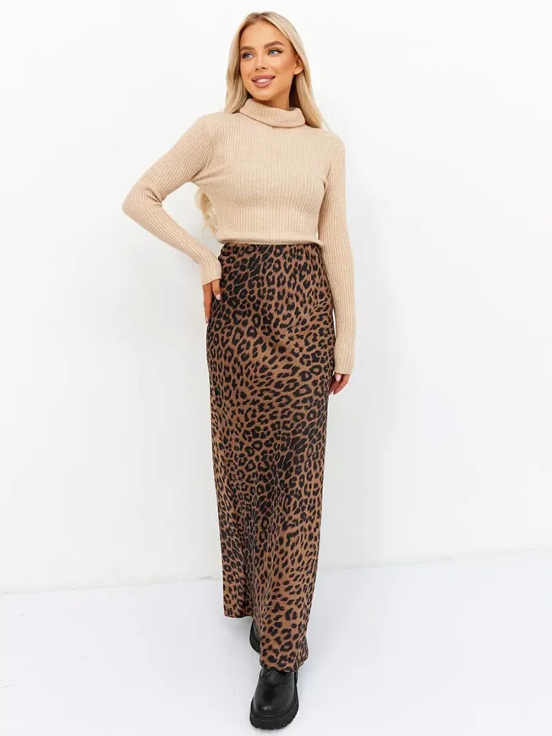Harper Satin Leopard Midi Skirt - Image 26
