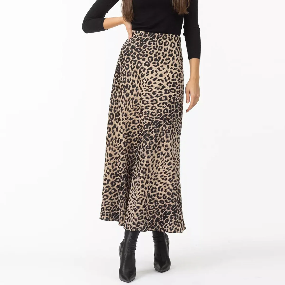 Harper Satin Leopard Midi Skirt - Image 29