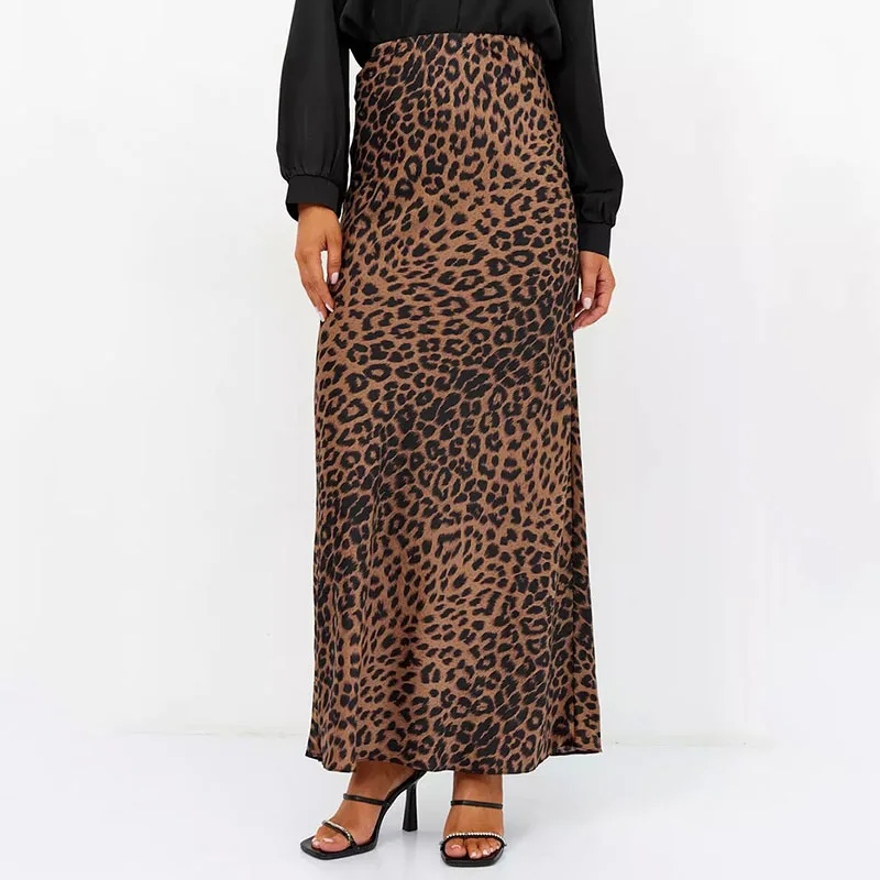 Harper Satin Leopard Midi Skirt - Image 3