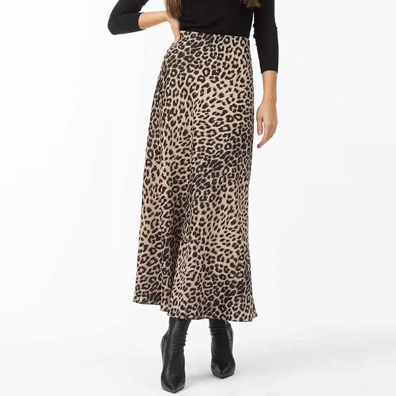 Harper Satin Leopard Midi Skirt - Image 4