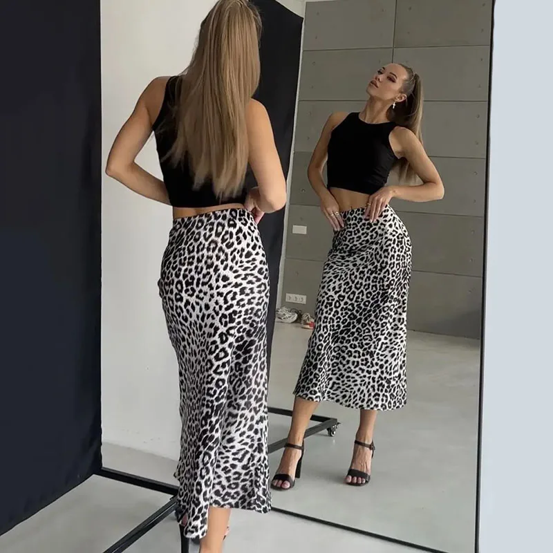 Harper Satin Leopard Midi Skirt - Image 6