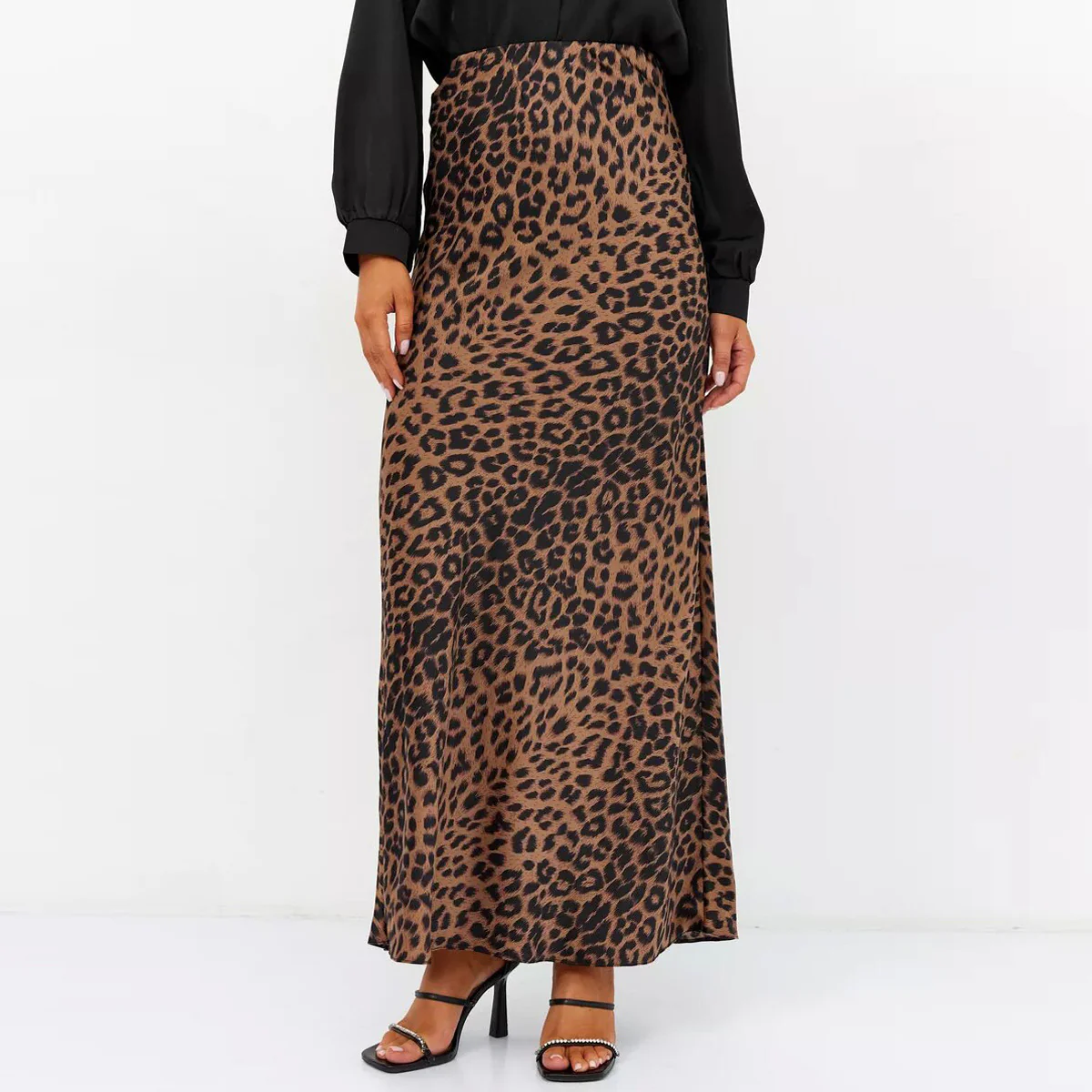 Harper Satin Leopard Midi Skirt - Image 7