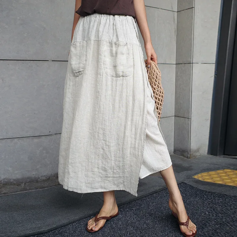 Hollis Wide Leg Linen Trouser Skirt - Image 3