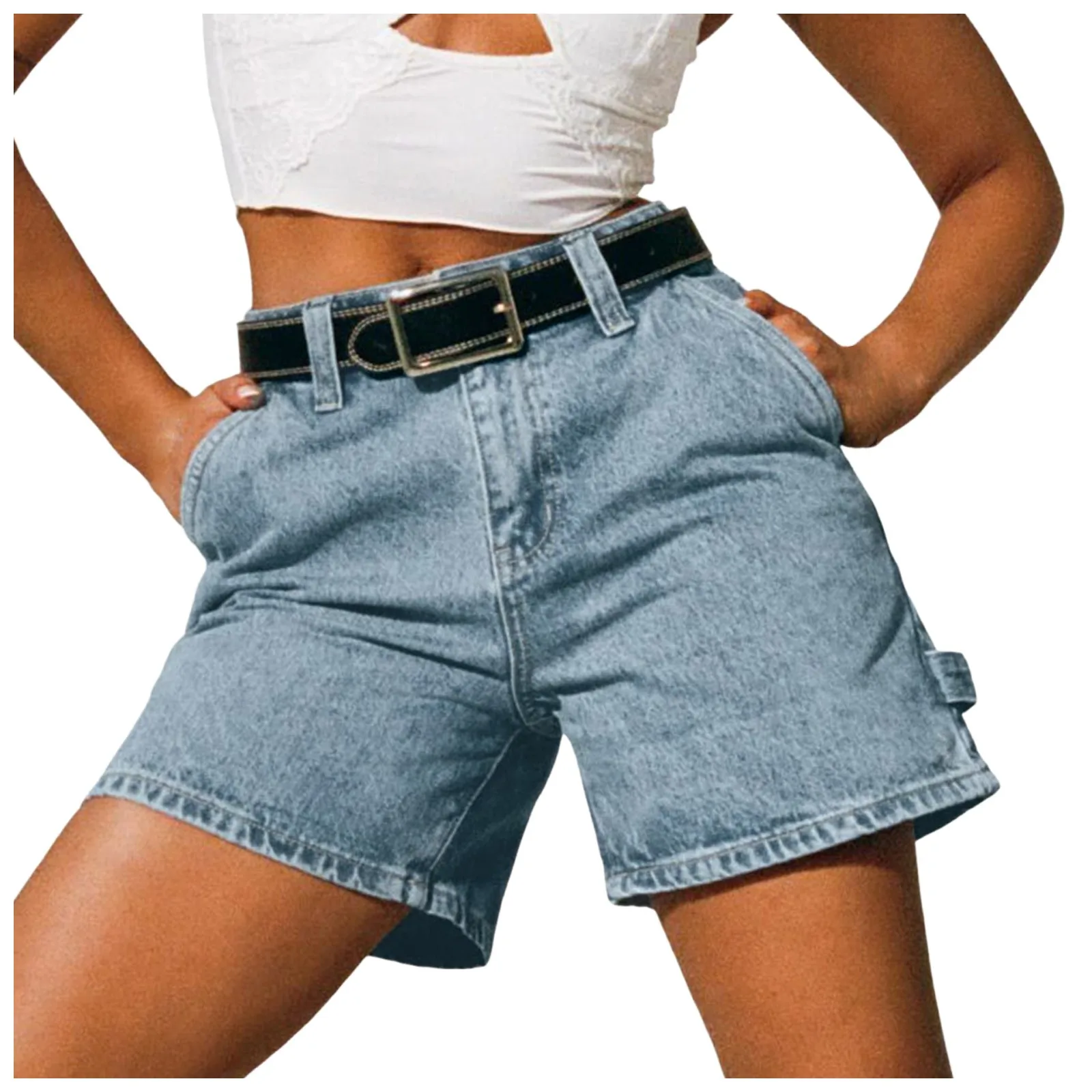 Madison Cotton Denim High-Waist Shorts - Image 10