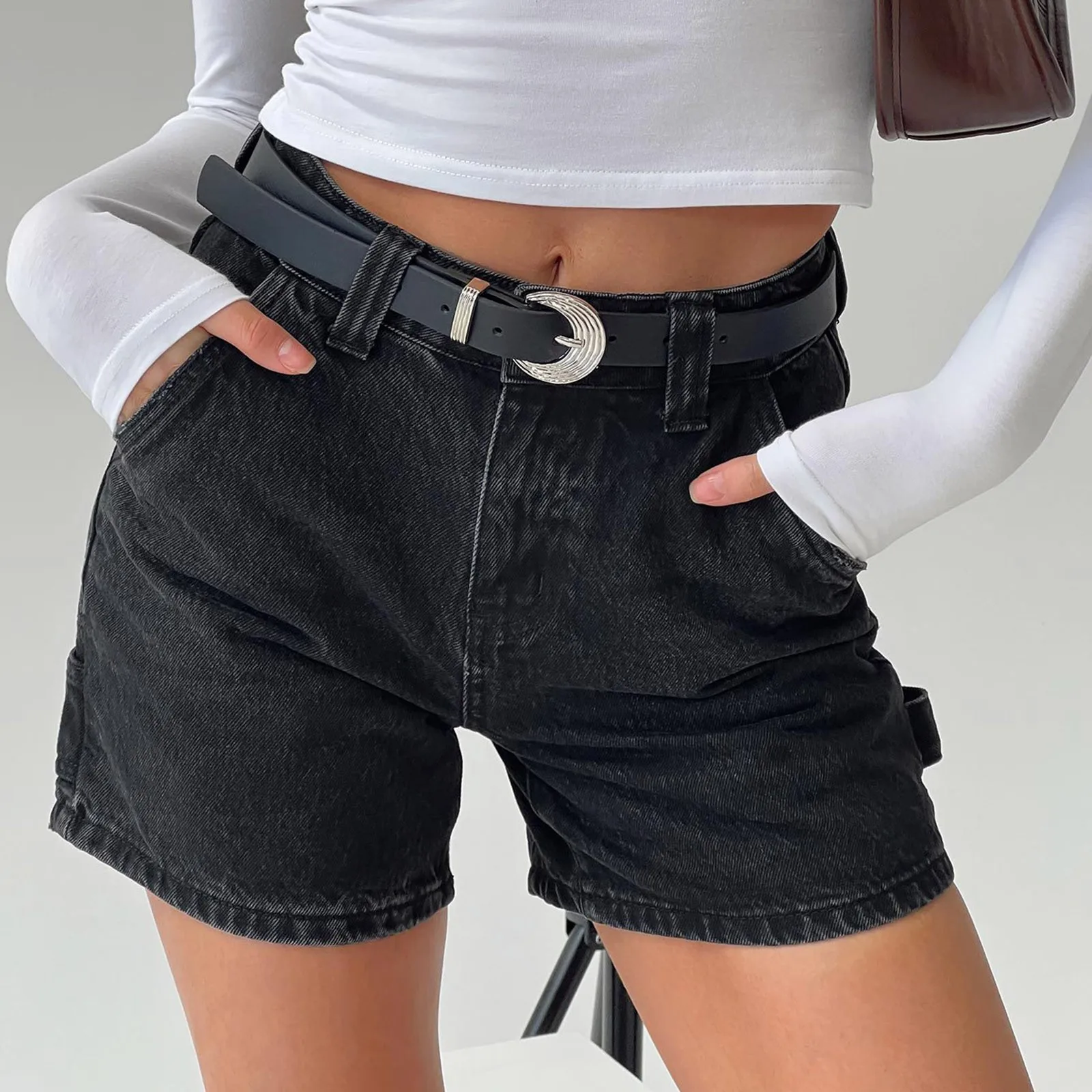 Madison Cotton Denim High-Waist Shorts - Image 4