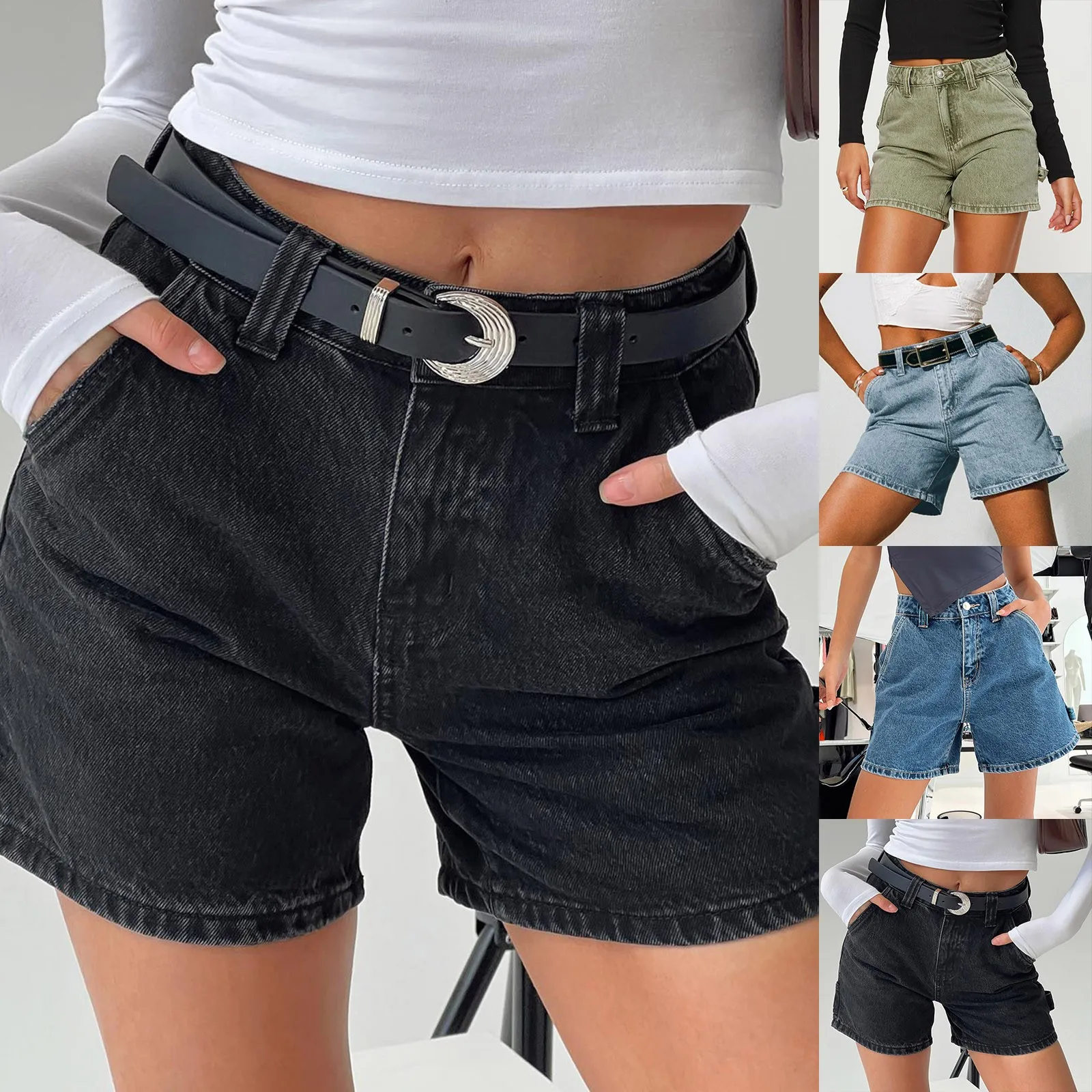 Madison Cotton Denim High-Waist Shorts - Image 9