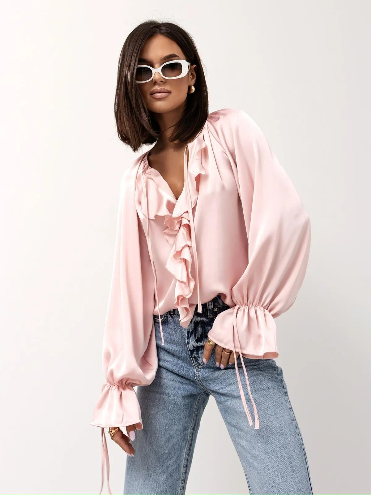 Liora Satin Ruffle Blouse - Image 22