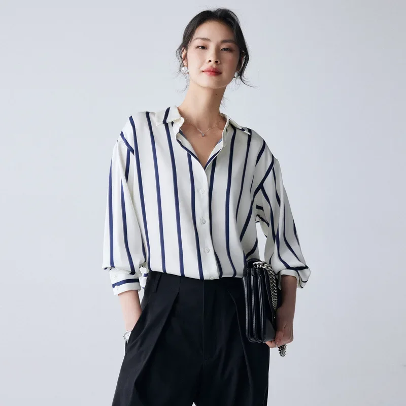 Maren Stripe Satin Blouse - Image 10