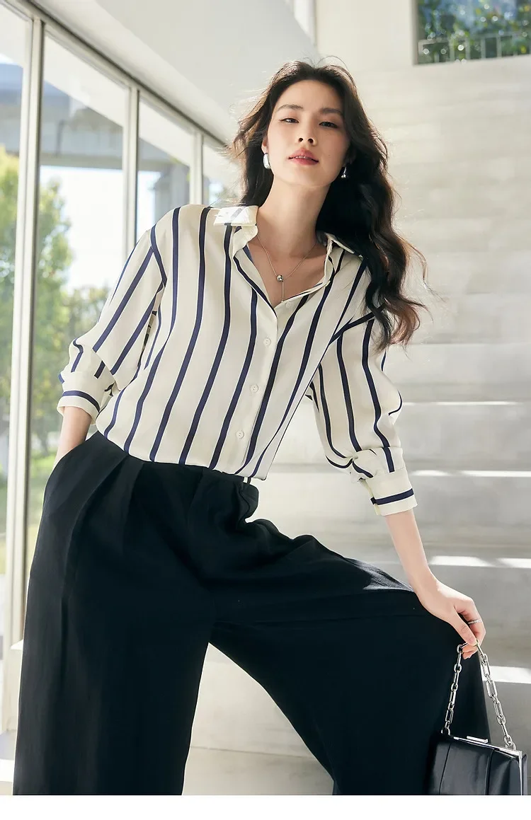 Maren Stripe Satin Blouse - Image 12