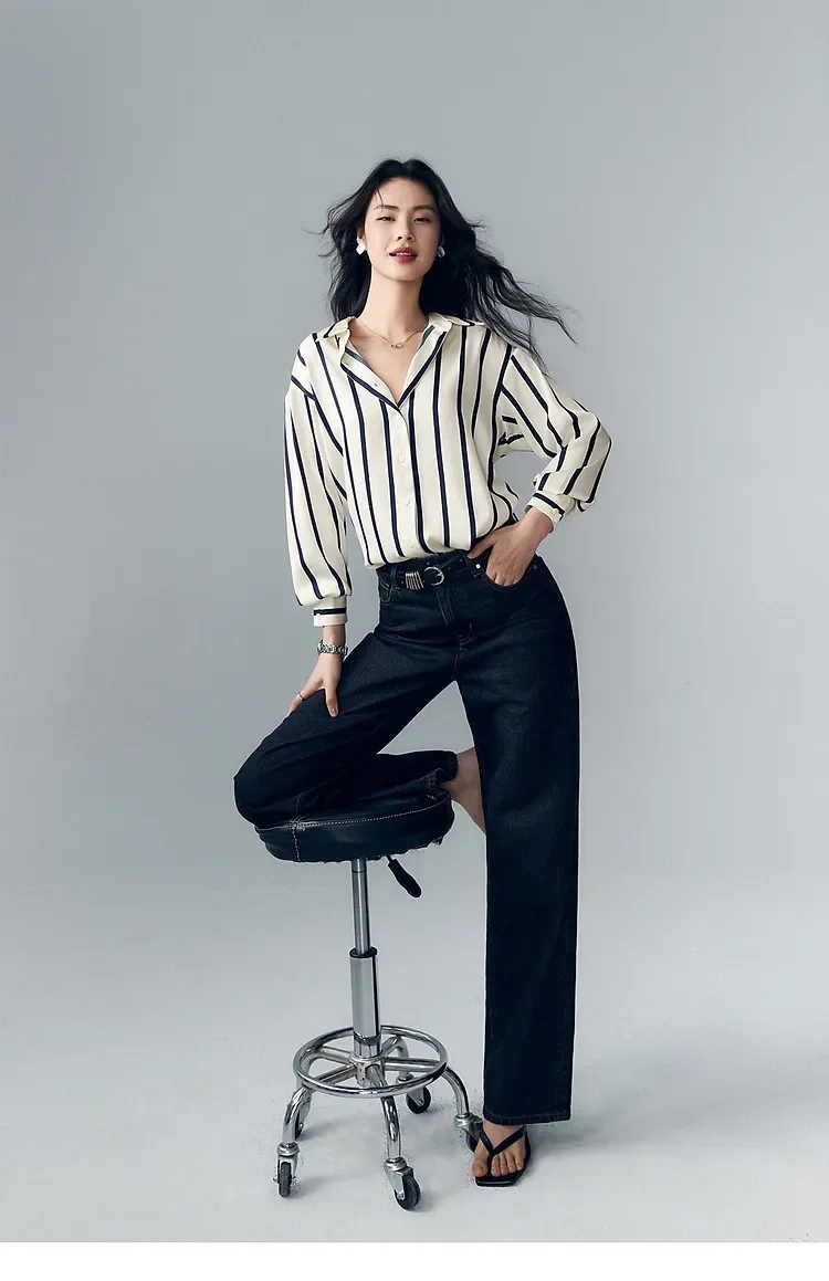 Maren Stripe Satin Blouse - Image 16