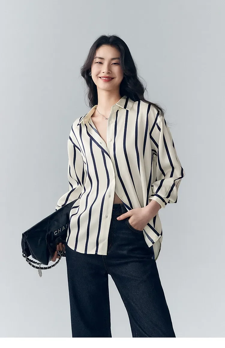 Maren Stripe Satin Blouse - Image 17
