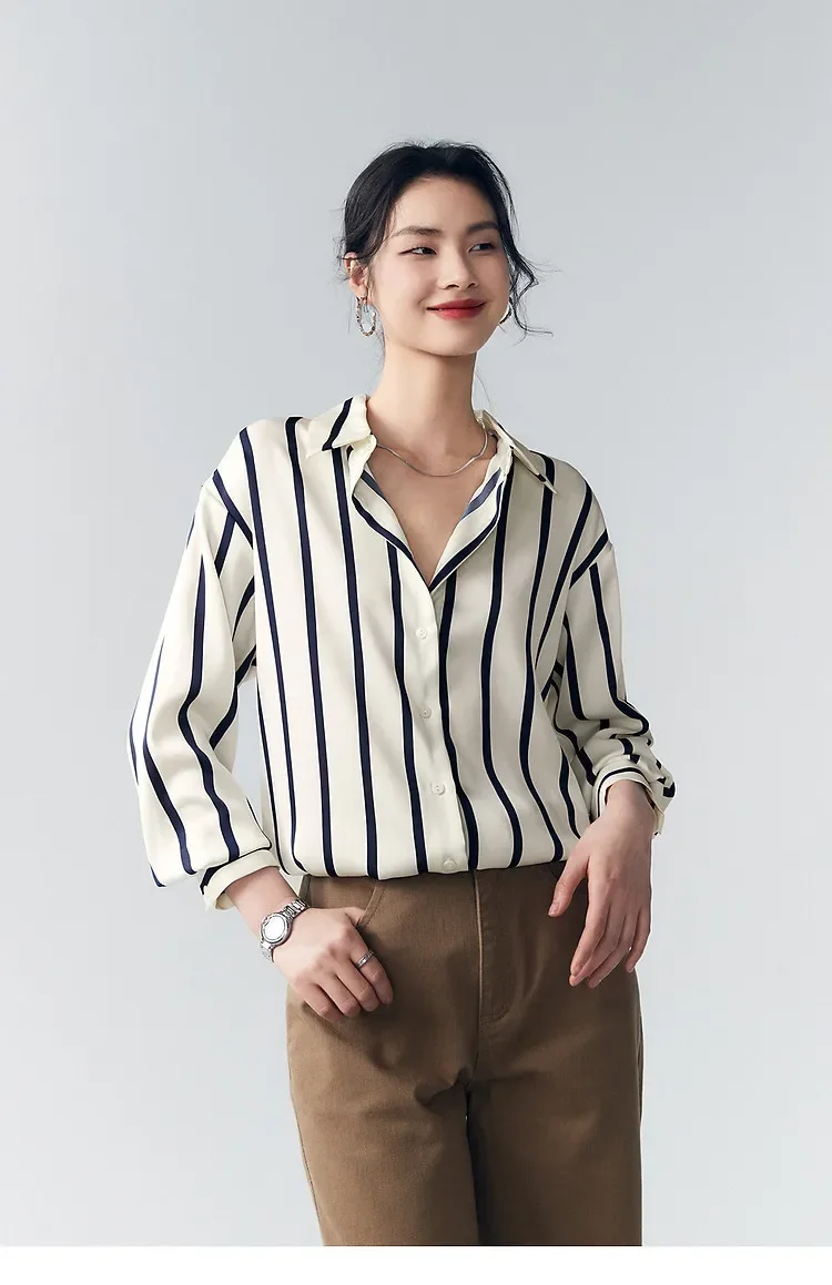 Maren Stripe Satin Blouse - Image 19