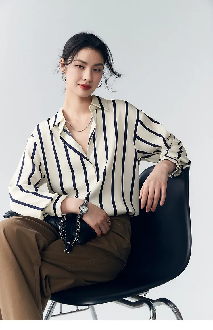 Maren Stripe Satin Blouse - Image 20