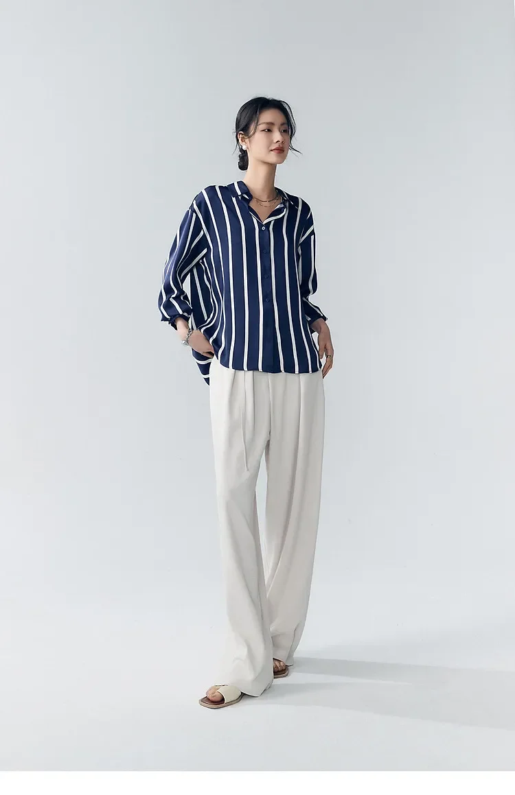 Maren Stripe Satin Blouse - Image 21
