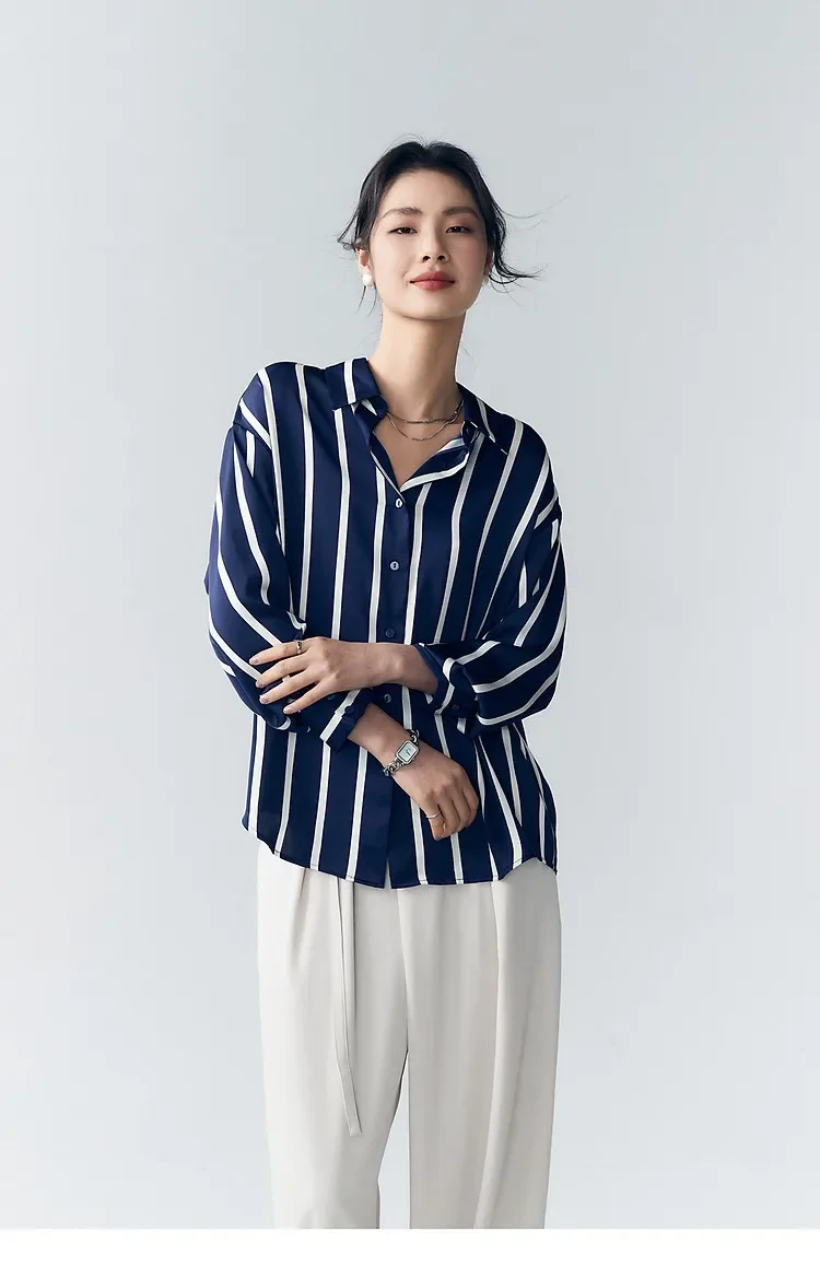 Maren Stripe Satin Blouse - Image 22