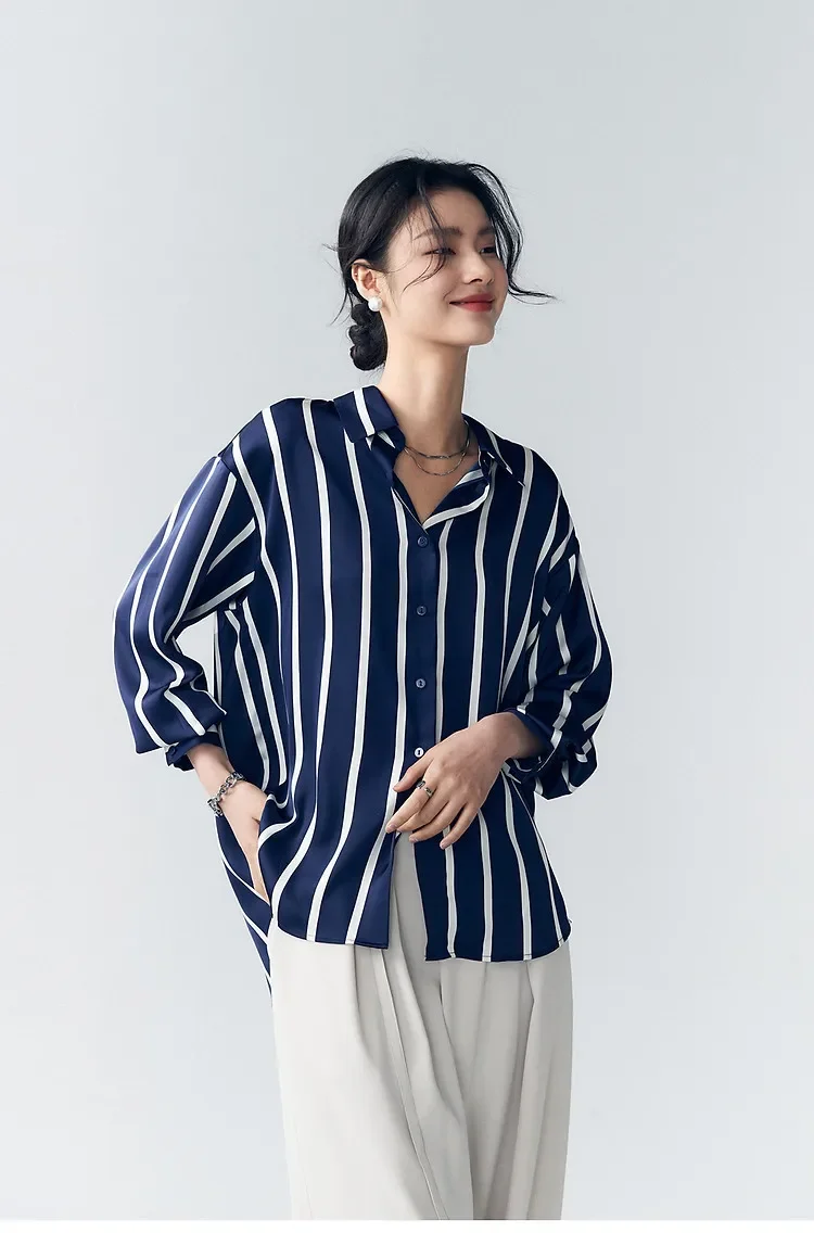 Maren Stripe Satin Blouse - Image 24