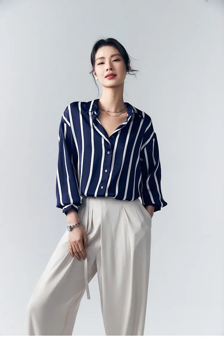 Maren Stripe Satin Blouse - Image 26