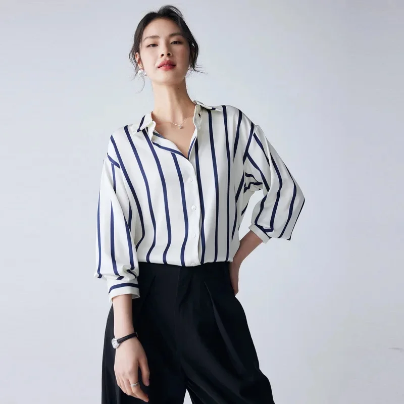 Maren Stripe Satin Blouse - Image 8