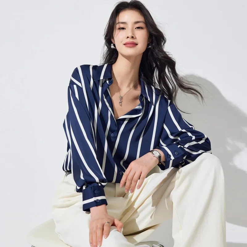 Maren Stripe Satin Blouse - Image 9