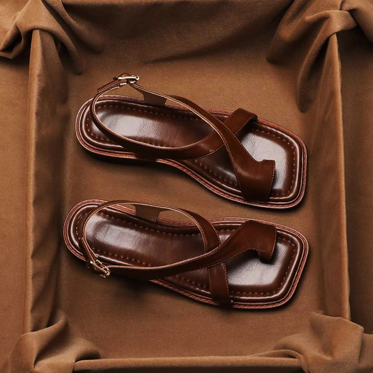 Italian Leather Cross Sandals - Image 10