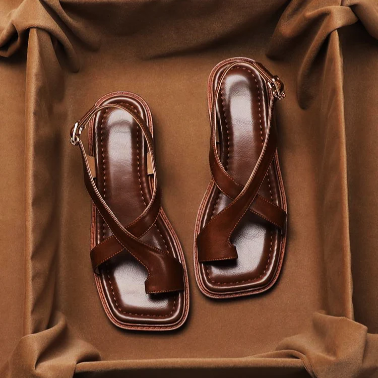 Italian Leather Cross Sandals - Image 11