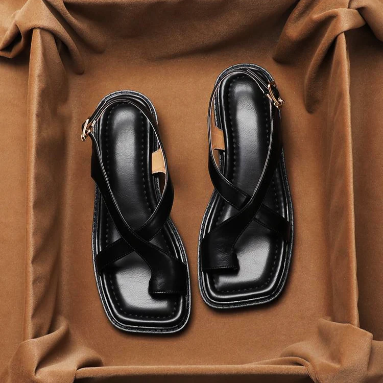 Italian Leather Cross Sandals - Image 12